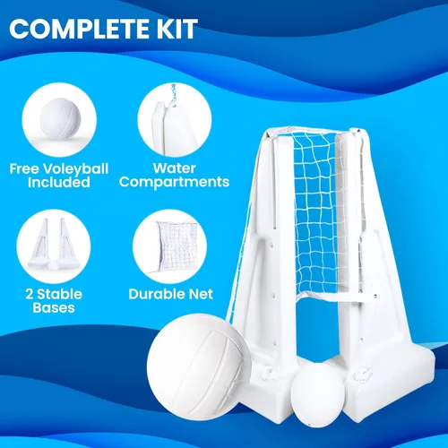 Vista 7 de SWIMLINE Juego original de red de voleibol de piscina con pelota ajustable de hasta 34 pies de ancho para niños y adultos 2 bases estables