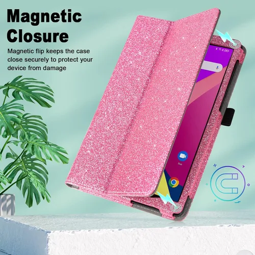 Vista 4 de Caweet Funda para TCL Tab 8 LE 9137W/WiFi 9132X/SE 6048E/Plus 9138S, rosa brillante