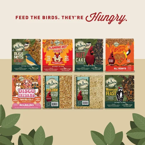 Vista 8 de Mr. Bird Flaming Hot Feast - Paquete de 6 pasteles pequeños de semillas de aves silvestres, 4 onzas Premium Blend of Mealworms, Peanuts & Hot
