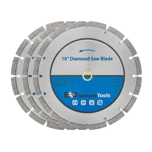 Vista 13 de Hoja de sierra segmentada de diamante de 4" para hormigón, ladrillo, bloque y mampostería Altura del segmento de 0.394 in, eje de 7/8"-5/8", grano