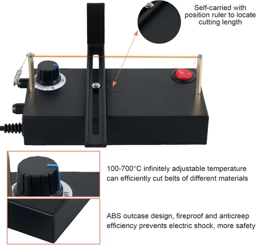 Vista 2 de Cortador de cuerda eléctrico con 3 cables de calefacción, máquina cortadora de cinta caliente ajustable, herramienta de corte de cinta eléctrica
