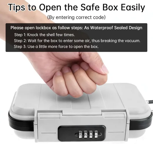 Vista 5 de Caja fuerte portátil, caja de seguridad combinada con código, caja de seguridad antirrobo impermeable con cadena extraíble para playa, dormitorio