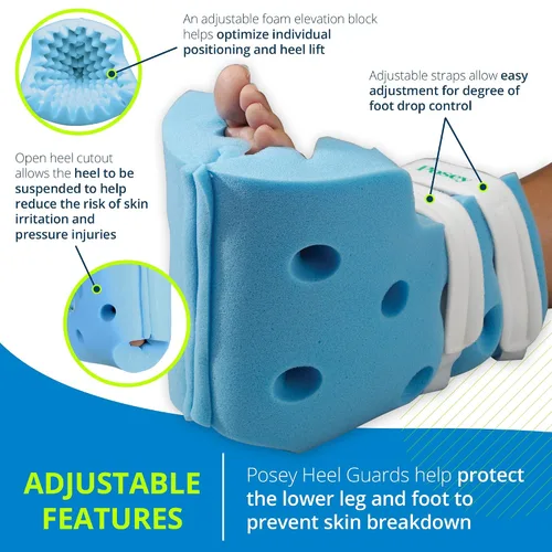 Vista 3 de Posey TIDI 6127 Protectores de talón – Talla única – Espuma, azul claro – Cantidad: 1 par por paquete – Protectores de espuma para lesiones por