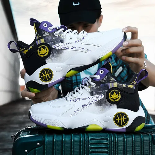 Vista 4 de Tenis de baloncesto para hombre, tenis de baloncesto para adolescentes, zapatillas de baloncesto antideslizantes, zapatos deportivos para hombres