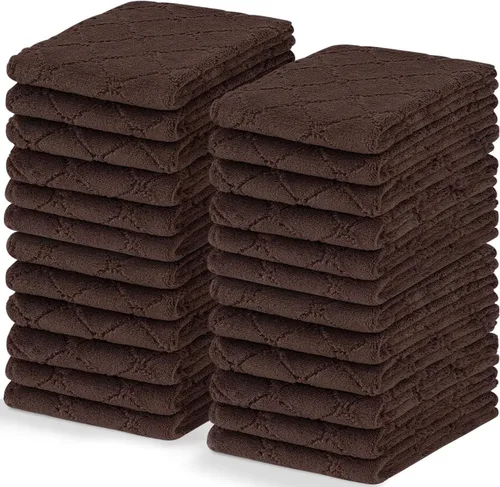 Vista 46 de Homaxy - Paquete de 12 trapos de cocina (13 x 19 pulgadas, marrón), de terciopelo coral supersuaves y absorbentes para lavar platos, paño