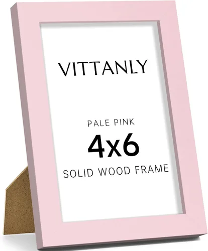 Vista 27 de Vittanly - Marco de fotos de 4 x 6 pulgadas de madera maciza con plexiglás, incluye paspartú de 3,5 x 5, para colgar en la pared o poner sobre una