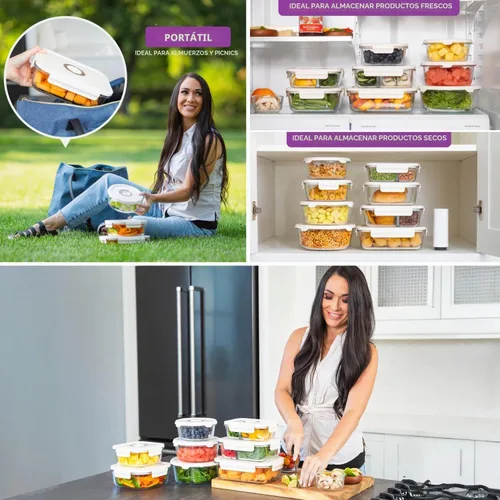 Vista 9 de HOLDN' STORAGE - Recipientes de almacenamiento de alimentos con sellado al vacío, juego de 4 Glass Containers, One Electronic Pump, Keep Food