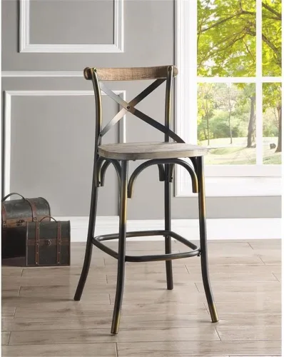 Vista 2 de Acme Silla de bar sin brazos de 43 pulgadas de alto, silla de altura de mostrador para isla de cocina, comedor, estilo de respaldo en forma de X