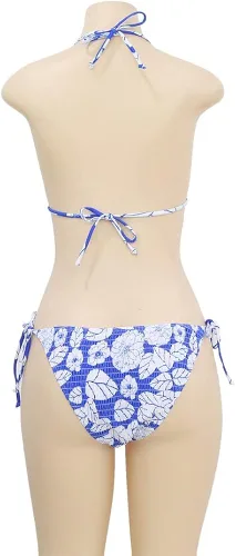 Vista 3 de MEGAPLAX - Conjunto de bikini triangular de dos piezas para mujer, traje de baño sexy de moda con tirantes para mujer, A-azul, A-azul