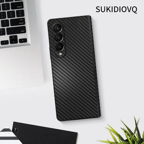 Vista 6 de Para Samsung Galaxy Z Fold 4 Etiqueta engomada del teléfono Envoltura de la piel de fibra de carbono Película de una sola pieza 3M vinilo ultra fino