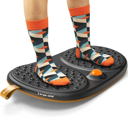 Vista 7 de Trobing Alfombrilla para escritorio de pie con tabla de equilibrio, tabla antifatiga de madera con bola rodante, tabla de equilibrio para escritorio