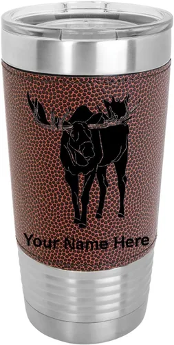 Vista 13 de LaserGram Vaso aislado al vacío de 20 onzas, alce, grabado personalizado incluido (piel sintética, estilo béisbol)