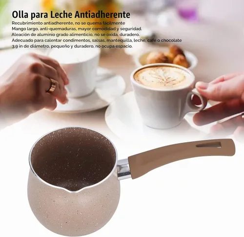 Vista 3 de Mini sartén antiadherente para leche, mango ergonómico para café, té
