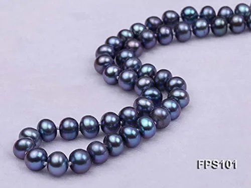 Vista 4 de JYX - Juego de collar de perlas cultivadas de agua dulce azul de 7 a 0.315 in, Perla, Perla