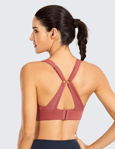 Vista 2 de CRZ YOGA Womens High Impact Convertible Racerback Sports Bra - Padded Wirefree Workout Sports Bra