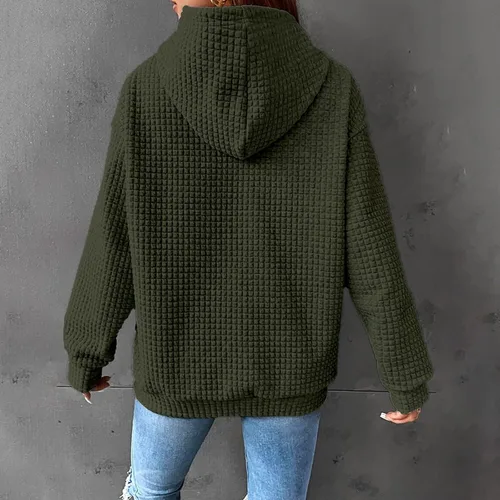 Vista 2 de CRNTCEM Sudaderas casuales con capucha para mujer, invierno 2023, manga larga, cordón sólido, cálidas, sudaderas con bolsillos