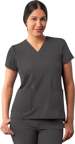 Vista 17 de Adar Addition - Ropa quirúrgica para mujer, moderna camiseta médica con cuello en V Rosa suave