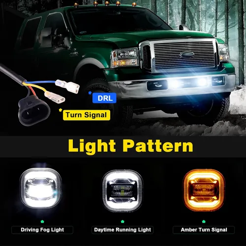 Vista 2 de REALOVE Kit de Luz de Niebla LED para FORD F250 F350 F450 F550 Super Duty 2005 2006 2007, Faro de Conducción con DRL y Señal de Giro, 1 Par