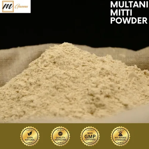Vista 5 de Lodo Multani Mitti 100% natural purificado Fullers Earth Clay Powder de grado cosmético Mascarilla facial natural 100 GMS / 0.22 libras