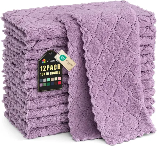 Vista 35 de Homaxy - Paquete de 12 trapos de cocina (13 x 19 pulgadas, marrón), de terciopelo coral supersuaves y absorbentes para lavar platos, paño