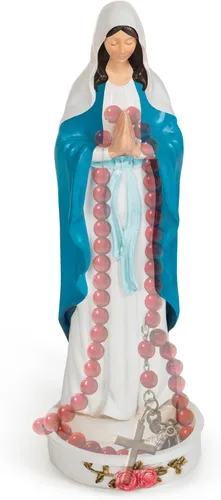 Vista 8 de Estatua de soporte para rosario de Virgen María, 8 pulgadas, decoración católica de Madonna Blessed Mother Mary, regalo de rosario para mujeres