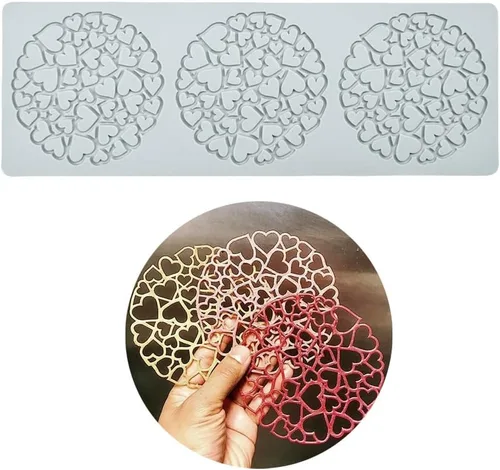 Vista 23 de Moldes de silicona de hojas huecas, moldes de chocolate con forma de corazón, geometría, molde de silicona 3D, molde de hojas de caramelo