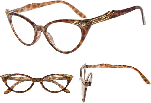 Vista 6 de GUD 3 pares de anteojos de lectura estilo ojo de gato para mujer (negro/tortuga/morado transparente)