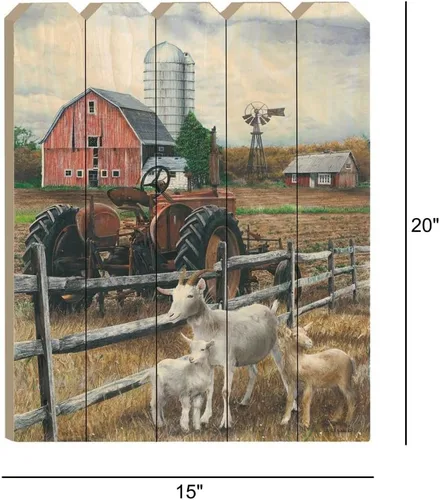 Vista 2 de El viejo tractor" por el artesano Ed Wargo, impreso en arte de pared de valla de madera