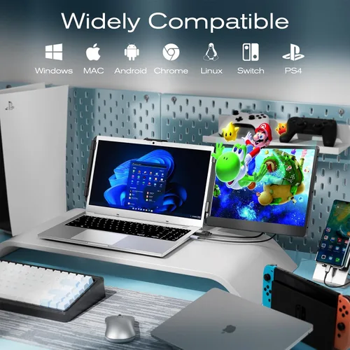 Vista 7 de Teamgee Extensor de pantalla para laptop, configuración de monitor dual Negro