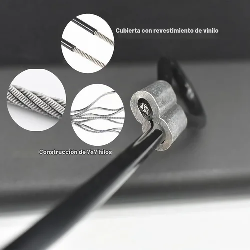 Vista 6 de 10 piezas Cable de 2mm de 12 pulgadas Recubierto de Vinilo de Acero Inoxidable con Bucles Cable Corto Cuerda de Alambre Cordón con Candado Cadena