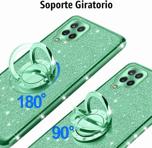 Vista 2 de Funda para Samsung Galaxy A12, A12 Samsung Phone Case para mujer con purpurina de cristal suave TPU transparente de lujo Bling Funda protectora