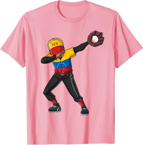 Vista 75 de Baseball Dabbing Venezuela Player Catcher Pitcher Hombres Niños Camiseta, Negro