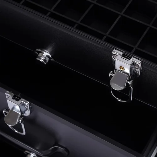 Vista 6 de Estuche de maquillaje con ruedas para cosméticos, carrito grande para cosméticos con cerraduras, organizador de almacenamiento de cosméticos, Negro