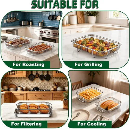 Vista 6 de P&P CHEF Cesta para freidora de aire de 9.8 pulgadas para horno, estante