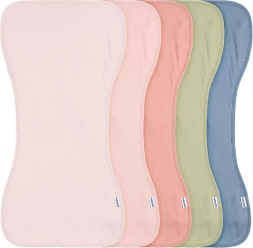 Vista 19 de Gerber Paños unisex para eructos para bebé, paquete de 5, azul dorado, tamaño 10.5 x 21 pulgadas