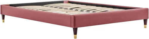 Vista 4 de Modway MOD-6268-DUS Harlow - Marco de cama con plataforma de terciopelo de rendimiento individual, color rosa polvoriento