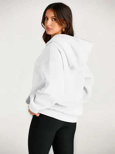 Vista 4 de Trendy Queen Sudaderas con capucha de gran tamaño para mujer, suéteres de manga larga, suéteres de otoño, ropa de invierno