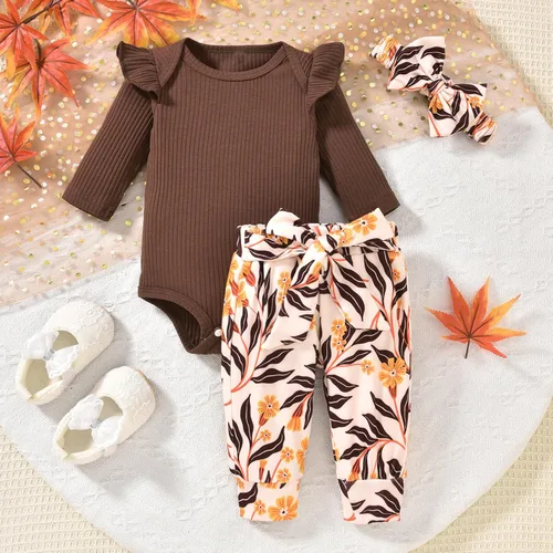 Vista 15 de Aalizzwell Conjunto de mameluco acanalado para bebé recién nacido prematuro para otoño e invierno