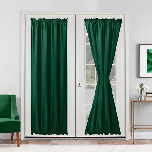 Vista 58 de Cortinas para puerta francesa, color aguamarina, 24 pulgadas de ancho x 40 pulgadas de largo, 1 panel Bolsillo para barra, semitransparente