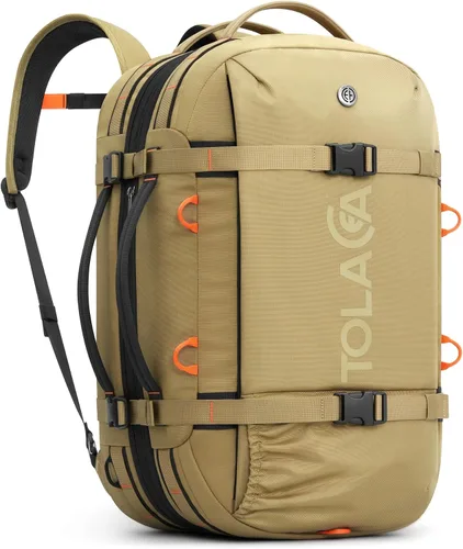 Vista 15 de Tolaccea Mochila de viaje para laptop para hombres y mujeres, mochila de transporte expandible de 40L-50L con compartimento húmedo y seco, mochila