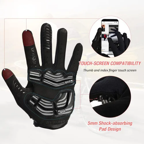 Vista 2 de FIRELION Bike Gloves for MenWomen CyclingCycling Gloves for Outdoor MTB DH Road RacingFull Finger Half Finger Padded Bicycle Protective