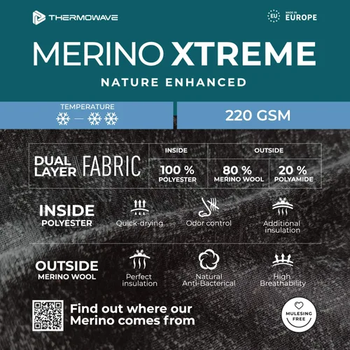 Vista 3 de Xtreme Merino Wool Base Layer Mens High Neck Zip - Camisas térmicas