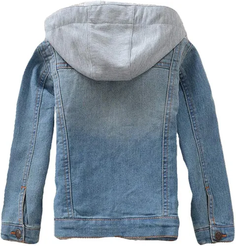 Vista 2 de Mallimoda - Abrigo de mezclilla con cremallera y capucha para niños y niñas