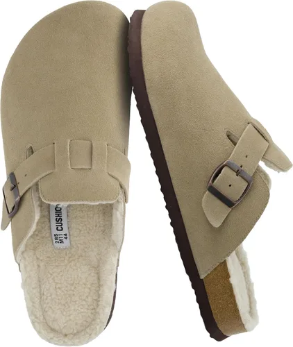 Vista 13 de CUSHIONAIRE Haze Zuecos para hombre, cómodos zuecos sin cordones para hombre con soporte de arco y plantilla de gamuza de corcho, zapatos perfectos