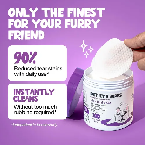 Vista 6 de Toallitas para ojos, 100 unidades, toallitas para lágrimas de perro para eliminar los residuos oculares, toallitas limpiadoras hipoalergénicas