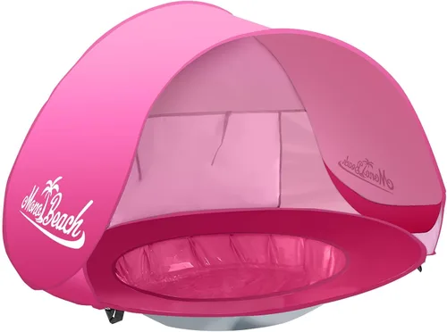 Vista 8 de Monobeach Tienda de campaña de playa para bebés con piscina: tienda de campaña desplegable con estrellas marrones para niños pequeños, refugio