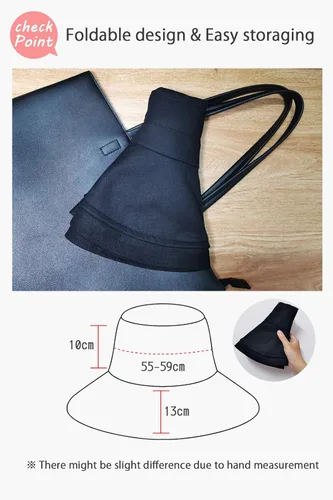 Vista 5 de Sombrero de pescador de ala ancha - Protección UPF50+ Sombrero de sol de playa con ala plegable ajustable semirrígida Negro