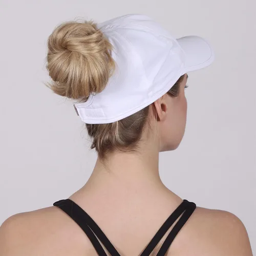 Vista 2 de Ponyflo Gorra de béisbol para mujer, gorra de cola de caballo para mujer, sombrero de cola de caballo de pelo rizado, gorra de béisbol para mujer