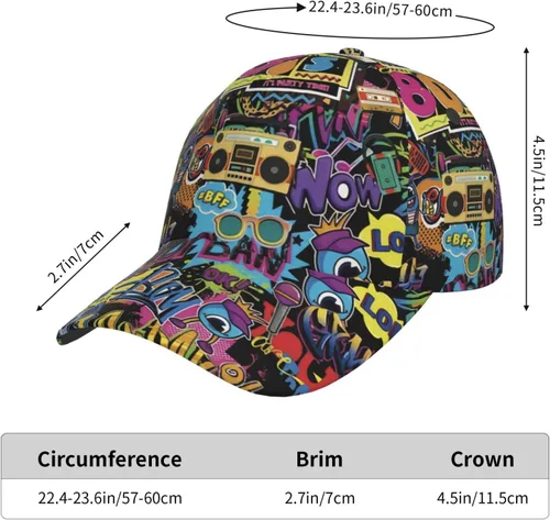 Vista 5 de Gorra de béisbol retro de los años 80 y 90 estilo de moda para hombre y mujer, gorra de béisbol ajustable