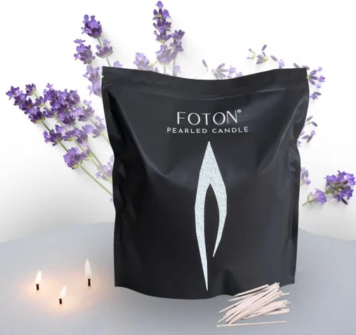 Vista 32 de Foton Vela Perlada 18 Oz - Velas de Cera en Polvo de Sidra Nevada, No Tóxicas, Lujo, Duraderas hasta 120 Horas - Vela Perlada de Arena Recargable